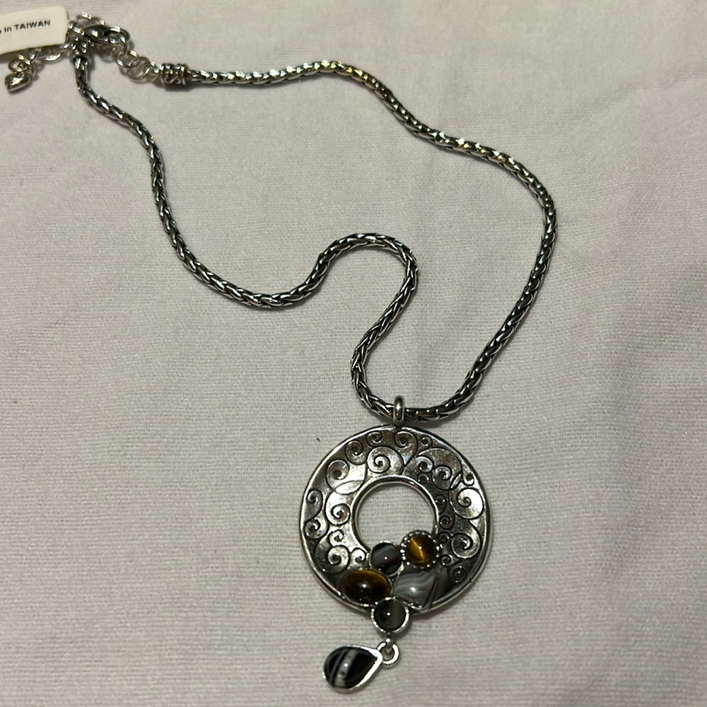 Silver and gemstone necklace